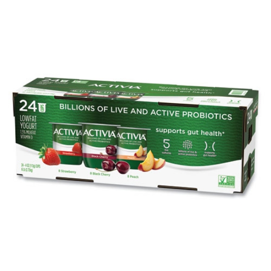Picture of Probiotic Lowfat Yogurt, 4 Oz Cups, Black Cherry/peach/strawberry, 24/pack, Ships In 1-3 Business Days
