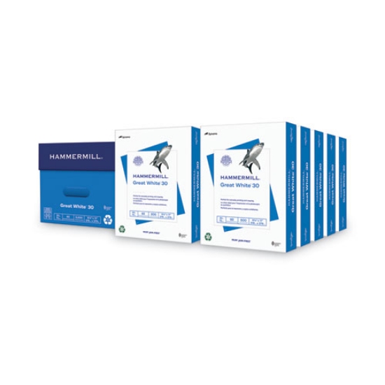 Picture of Great White 30 Recycled Print Paper, 92 Bright, 20 lb Bond Weight, 8.5 x 11, White, 500 Sheets/Ream, 10 Reams/Carton