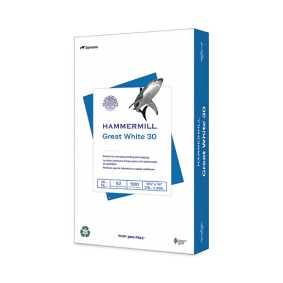 Picture of Great White 30 Recycled Print Paper, 92 Bright, 20 lb Bond Weight, 8.5 x 14, White, 500/Ream