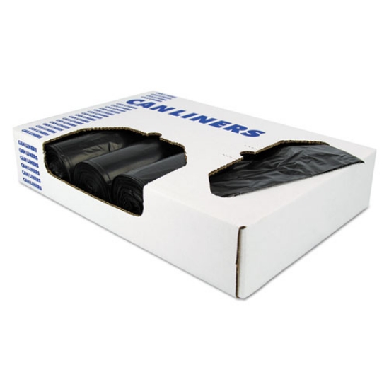 Picture of x-liner reprocessed liners, 60 gal, 1.7 mil, 38" x 58", black, 20 bags/roll, 5 rolls/carton