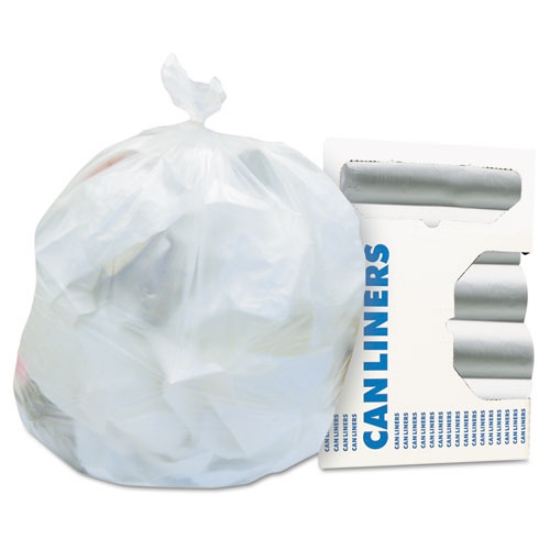 Picture of High-Density Waste Can Liners, 10 gal, 8 mic, 24" x 24", Natural, 50 Bags/Roll, 20 Rolls/Carton