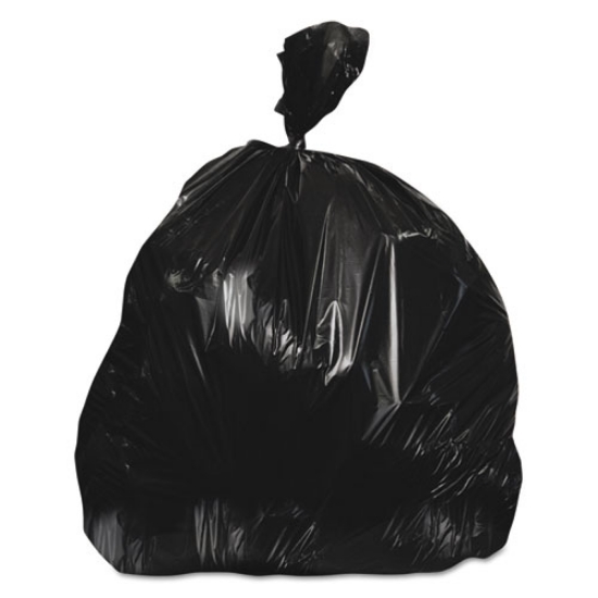 Picture of High-Density Waste Can Liners, 60 gal, 22 mic, 38" x 60", Black, 25 Bags/Roll, 6 Rolls/Carton