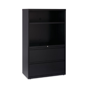 Picture of Combo Bookshelf/Lateral File Cabinet, 2 Shelves (1 Adjustable), 2 Letter/Legal Drawers, Black, 36 x 18.62 x 60