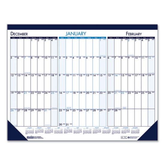Picture of Three Month Desk Pad, 22 x 17, White/Blue/Teal Sheets, Blue Binding, Blue Corners, 14-Month (Dec to Jan): 2023 to 2025