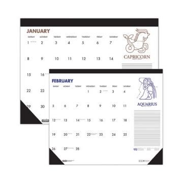 Picture of Recycled Zodiac Desk Pad Calendar, Zodiac Artwork, 17 x 22, White Sheets, Black Binding/Corners, 12-Month (Jan-Dec) 2024