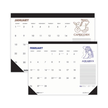 Picture of Recycled Zodiac Desk Pad Calendar, Zodiac Artwork, 18.5 x 13, White Sheets, Black Binding/Corners, 12-Month (Jan-Dec) 2024