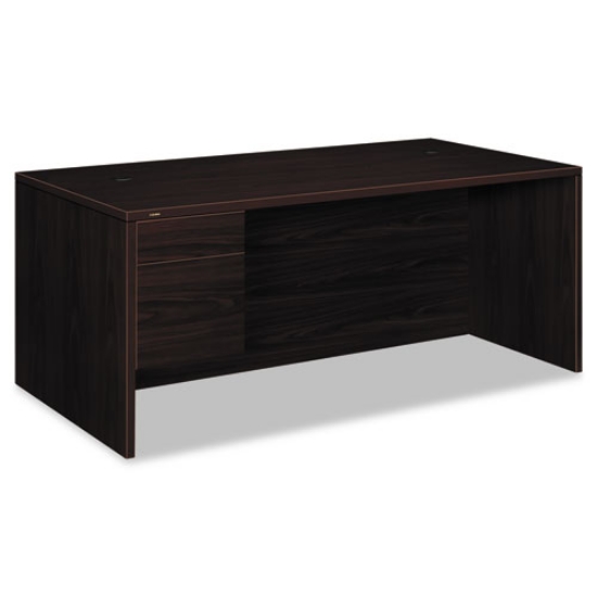 Picture of 10500 Series "l" Workstation Single Pedestal Desk With 3/4 Height Pedestal, 72" X 36" X 29.5", Mahogany