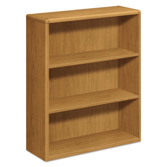 Picture of 10700 Series Wood Bookcase, Three-Shelf, 36w x 13.13d x 43.38h, Harvest