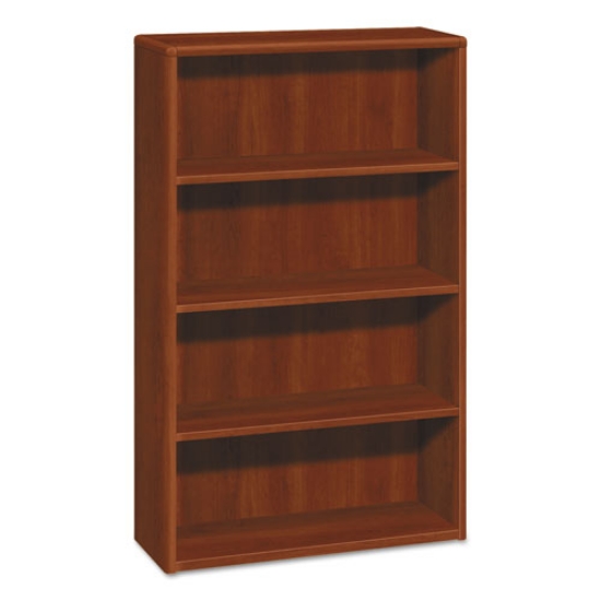 Picture of 10700 Series Wood Bookcase, Four-Shelf, 36w x 13.13d x 57.13h, Cognac
