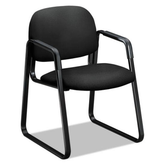 Picture of Solutions Seating 4000 Series Sled Base Guest Chair, Fabric Upholstery, 23.5" x 26" x 33", Black Seat/Back, Black Base