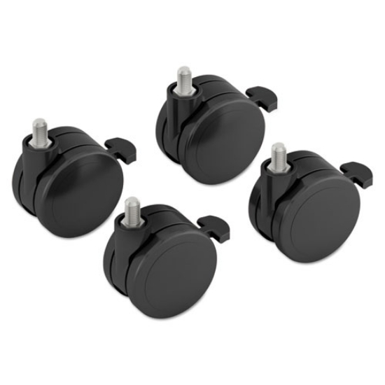 Picture of Height-Adjustable Base Caster Add-On Kit, Grip Ring Stem, 2" Wheel, Black, 4/Set