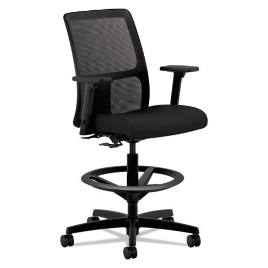 Picture of Ignition Series Mesh Low-Back Task Stool, Supports Up To 300 Lb, 24" To 33" Seat Height, Black