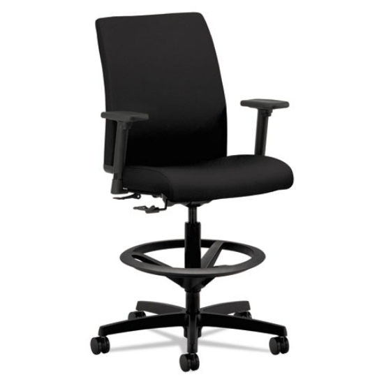 Picture of Ignition Series Low-Back Task Stool, Supports Up To 300 Lb, 24" To 33" Seat Height, Black