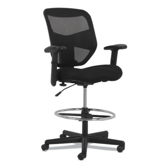 Picture of Prominent High-Back Task Stool, Supports Up To 250 Lb, 21" To 28.1" Seat Height, Black