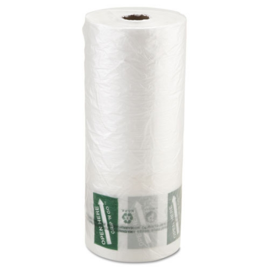 Picture of produce bags, 9 microns, 12" x 20", clear, 875 bags/roll, 4 rolls/carton