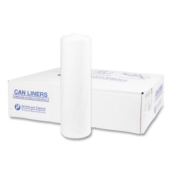 Picture of High-Density Commercial Can Liners, 45 gal, 14 mic, 40" x 48", Clear, 25 Bags/Roll, 10 Interleaved Rolls/Carton