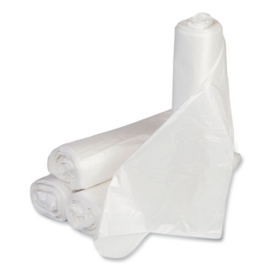 Picture of Low-Density Commercial Can Liners, Coreless Perforated Roll, 10 gal, 0.35mil, 24" x 24", Clear, 50 Bags/Roll, 20 Rolls/Carton