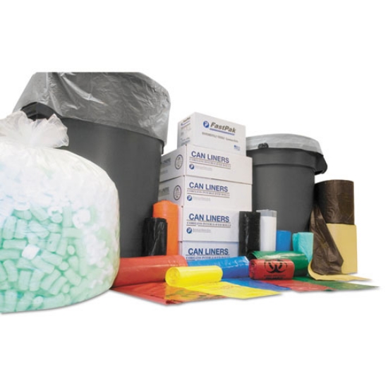 Picture of Low-Density Commercial Can Liners, Coreless Interleaved Roll, 60 gal, 0.8 mil, 38" x 58", White, 20 Bags/Roll, 5 Rolls/Carton
