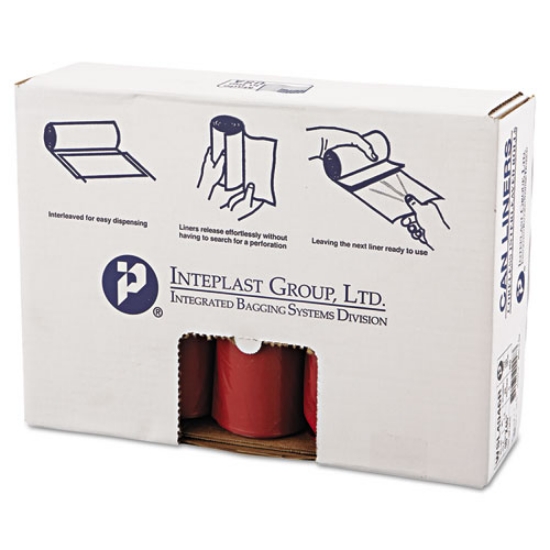 Picture of Biohazard Low-Density Commercial Can Liners, Coreless Interleaved Roll, 4 gal, 1.3 mil, 40" x 46", Red, 20/Roll, 5 Rolls/CT