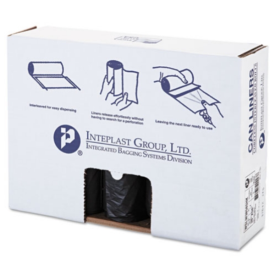 Picture of Low-Density Commercial Can Liners, Coreless Interleaved Roll, 60 gal, 1.4 mil, 38" x 58", Black, 20 Bags/Roll, 5 Rolls/Carton