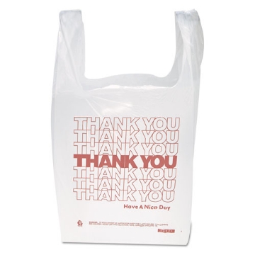 Picture of Thank You Handled T-Shirt Bag, 0.167 bbl, 12.5 microns, 11.5" x 21", White, 900/Carton