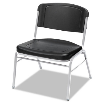 Picture of Rough n Ready Wide-Format Big and Tall Stack Chair, Supports 500lb, 18.5" Seat Height, Black Seat/Back, Silver Base, 4/Carton