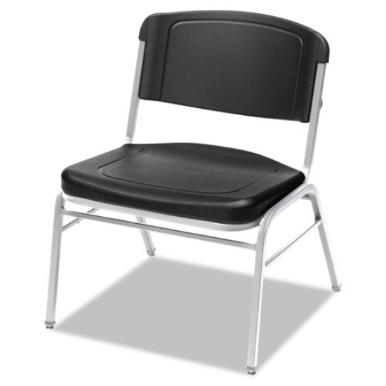 Picture of Rough n Ready Wide-Format Big and Tall Stack Chair, Supports 500lb, 18.5" Seat Height, Black Seat/Back, Silver Base, 4/Carton