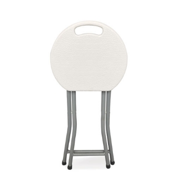 Picture of Rough n Ready Folding Stool, Backless, Supports Up to 300 lb, 18" Seat Height, White Seat, Charcoal Base, 4/Carton