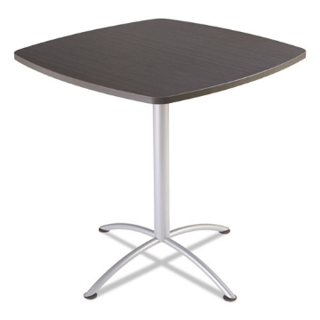 Picture of iLand Bistro-Height Table, Square, Contoured Edges, 42" x 42" x 42", Gray Walnut Top, Silver Base