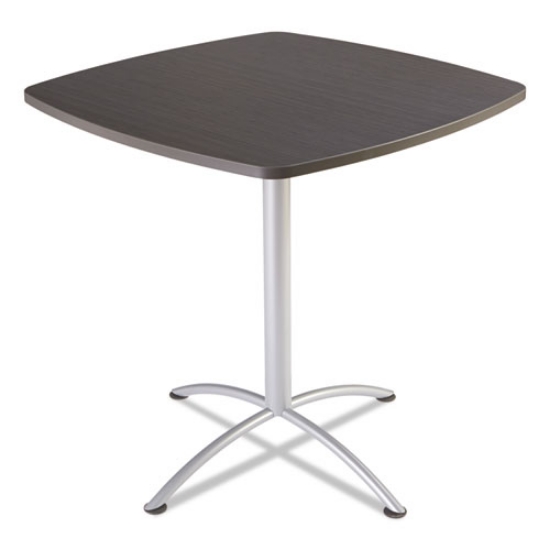 Picture of iLand Bistro-Height Table, Square, Contoured Edges, 42" x 42" x 42", Gray Walnut Top, Silver Base