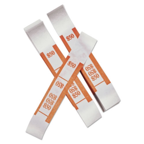 Picture of Color-Coded Kraft Currency Straps, Dollar Bill, $50, Self-Adhesive, 1000/pack