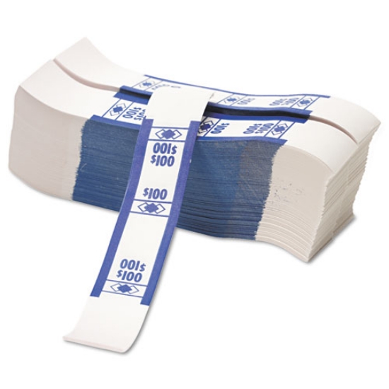 Picture of Color-Coded Kraft Currency Straps, Dollar Bill, $100, Self-Adhesive, 1000/pack