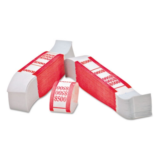 Picture of Color-Coded Kraft Currency Straps, $5 Bill, $500, Self-Adhesive, 1000/pack