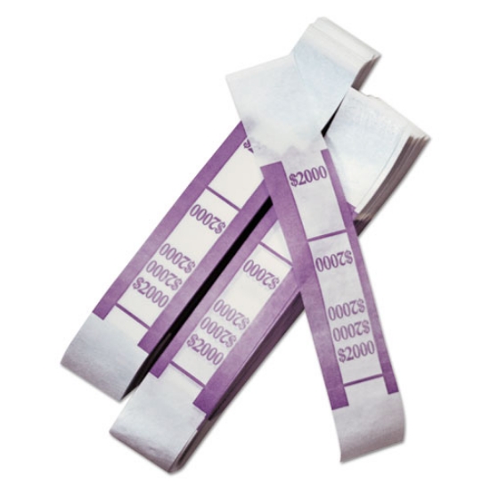 Picture of Color-Coded Kraft Currency Straps, $20 Bill, $2000, Self-Adhesive, 1000/pack
