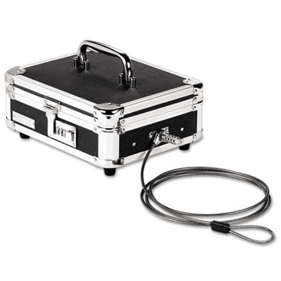 Picture of Locking Cast Box With Tumbler Lock, 10 X 8.75 X 5, Plastic; Steel, Black And Chrome