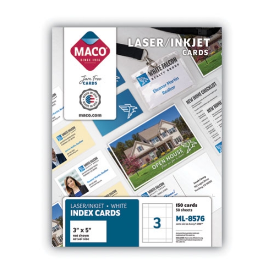 Picture of Unruled Microperforated Laser/inkjet Index Cards, 3 X 5, White, 150 Cards, 3 Cards/sheet, 50 Sheets/box