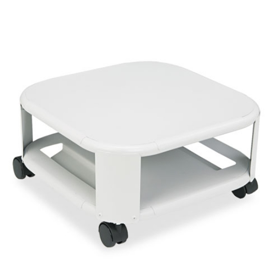 Picture of Mead-Hatcher Mobile Printer Stand, Metal, 2 Shelves, 75 lb Capacity, 17.8" x 17.8" x 8.5", Platinum