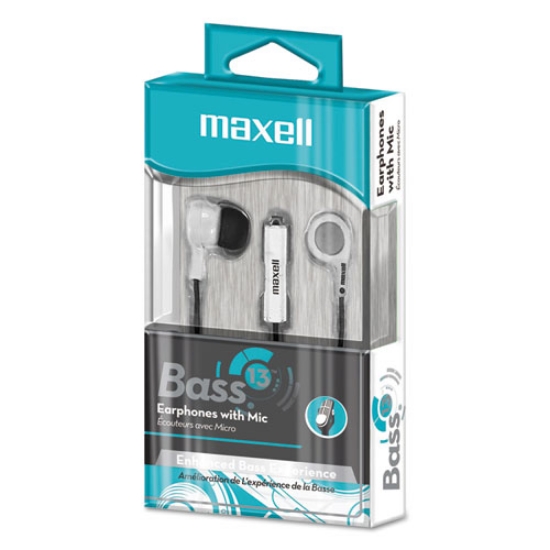 Picture of B-13 Bass Earbuds with Microphone, 52" Cord, White