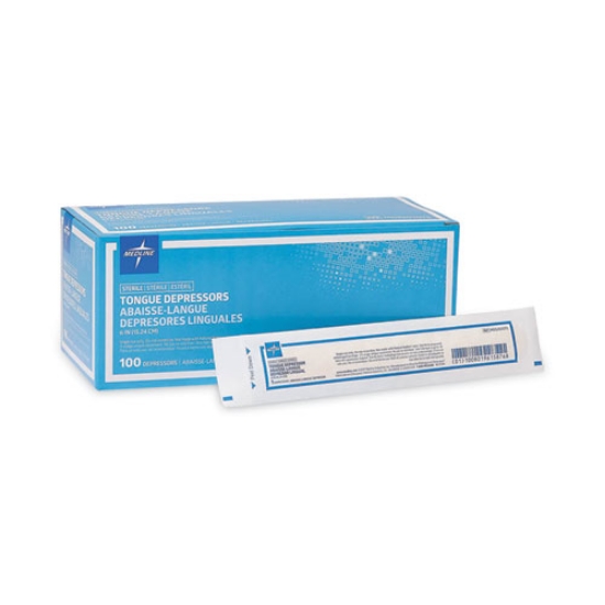 Picture of Sterile Tongue Depressors, Wood, 6" Long, 100/box
