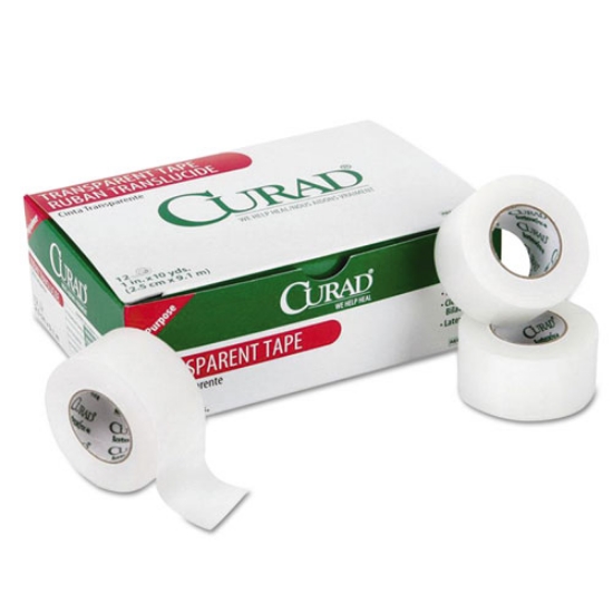 Picture of Transparent Surgical Tape, Heavy-Duty, Acrylic/Cloth, 1" x 10 yds, Matte Clear, 12/Pack