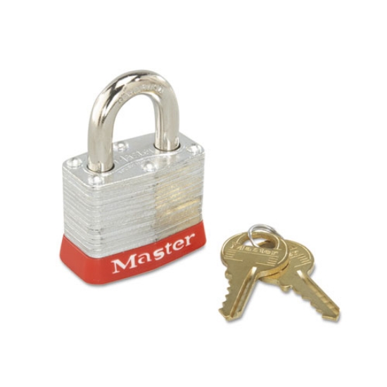 Picture of Steel Body Safety Padlock, 4 Pin Tumbler, Steel/Red