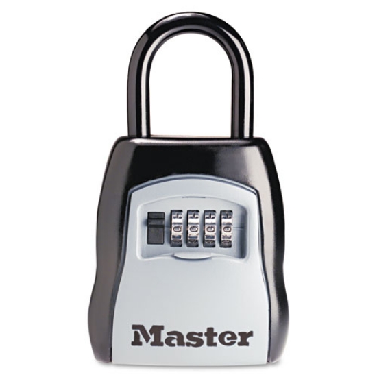 Picture of Locking Combination 5 Key Steel Box, 3.25" Wide, Black/Silver