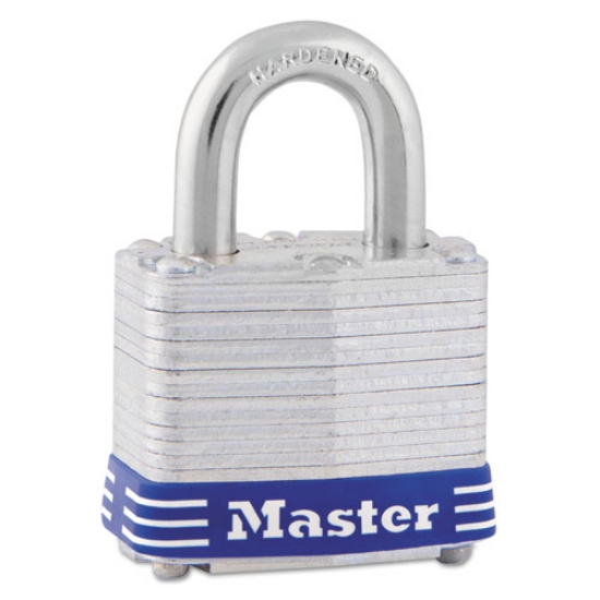 Picture of Four-Pin Tumbler Laminated Steel Lock, 2" Wide, Silver/Blue, 2 Keys