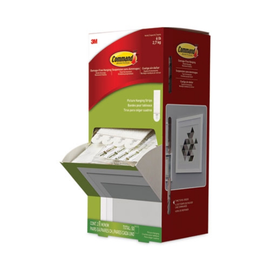 Picture of Picture Hanging Strips, Cabinet Pack, Removable, Holds Up To 6 Lbs Per Pair, 0.75 X 2.75, White, 4/set, 50 Sets/carton