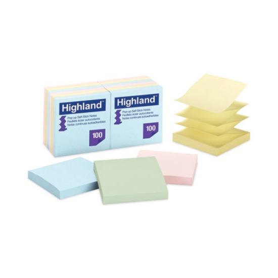 Picture of Self-Stick Accordion-Style Notes, 3" x 3", Assorted Pastel Colors, 100 Sheets/Pad, 12 Pads/Pack