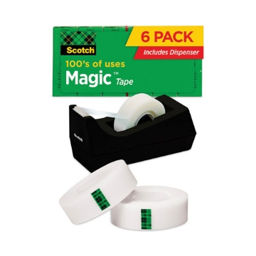Picture of Magic Tape Desktop Dispenser Value Pack, 1" Core, 0.75" X 83.33 Ft, Clear, 6/pack