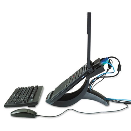 Picture of Vertical Notebook Computer Riser With Cable Management, 9" X 12" X 6.5" To 9.5", Black/charcoal Gray, Supports 20 Lbs