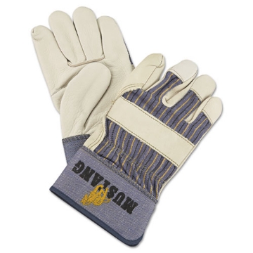 Picture of Mustang Leather Palm Gloves, Blue/cream, Large, 12 Pairs