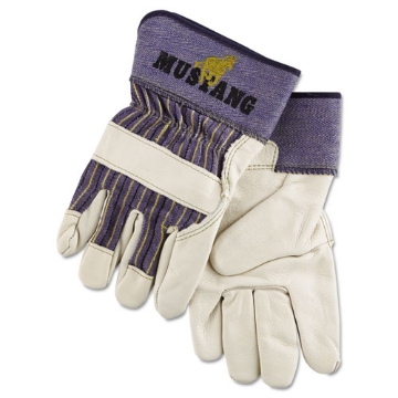 Picture of Mustang Leather Palm Gloves, Blue/cream, X-Large, Dozen