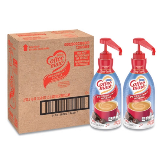 Picture of Liquid Creamer Pump Bottle, Peppermint Mocha, 1.5 L, 2/carton